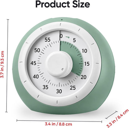 Visual Timer for Kids, 60-Minute Silent Countdown for Classroom | Home, Office, Kitchen, Rainbow Pattern Desk Timer, Time Management Tools with Silent Operation, Pomodoro Timer (Green)