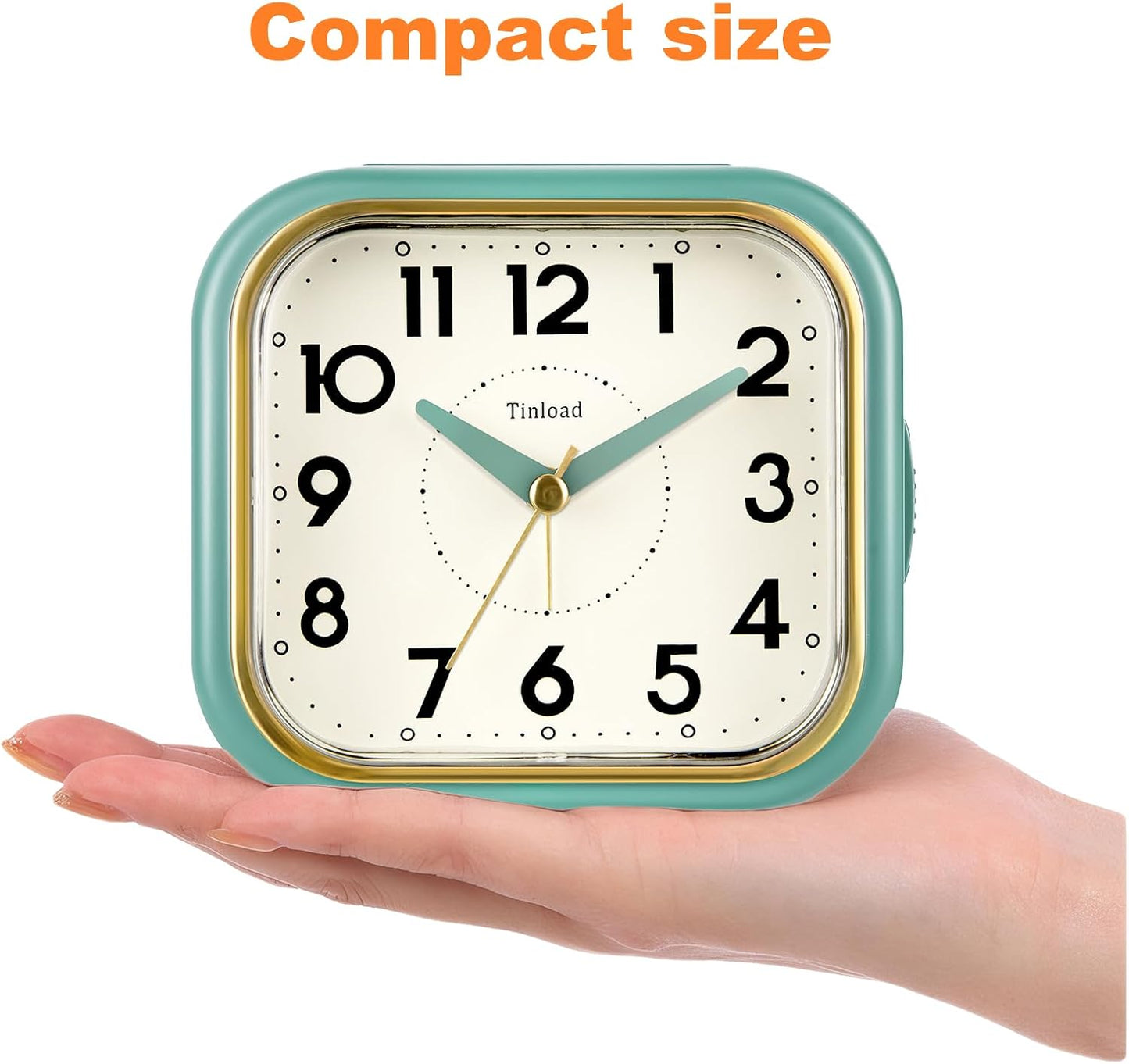Tinload 4.3" Vintage Retro Analog Alarm Clock, Super Silent Non Ticking Clock with Manual Light, Snooze, Battery Operated, Simply Design, for Living Room, Bedroom, Bedside, Desk(Blue-V2)