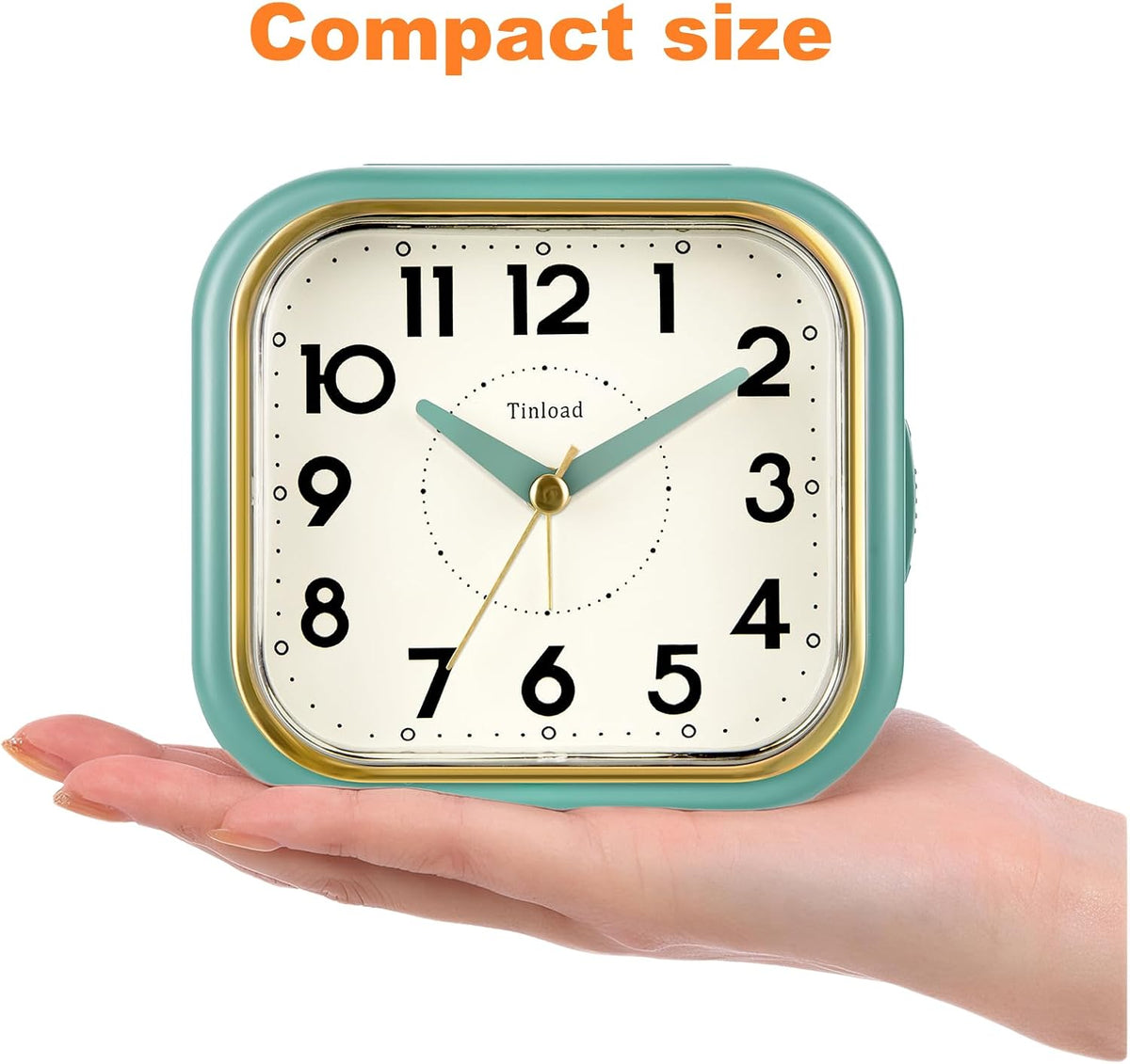 Tinload 4.3" Vintage Retro Analog Alarm Clock, Super Silent Non Ticking Clock with Manual Light, Snooze, Battery Operated, Simply Design, for Living Room, Bedroom, Bedside, Desk(Blue-V2)