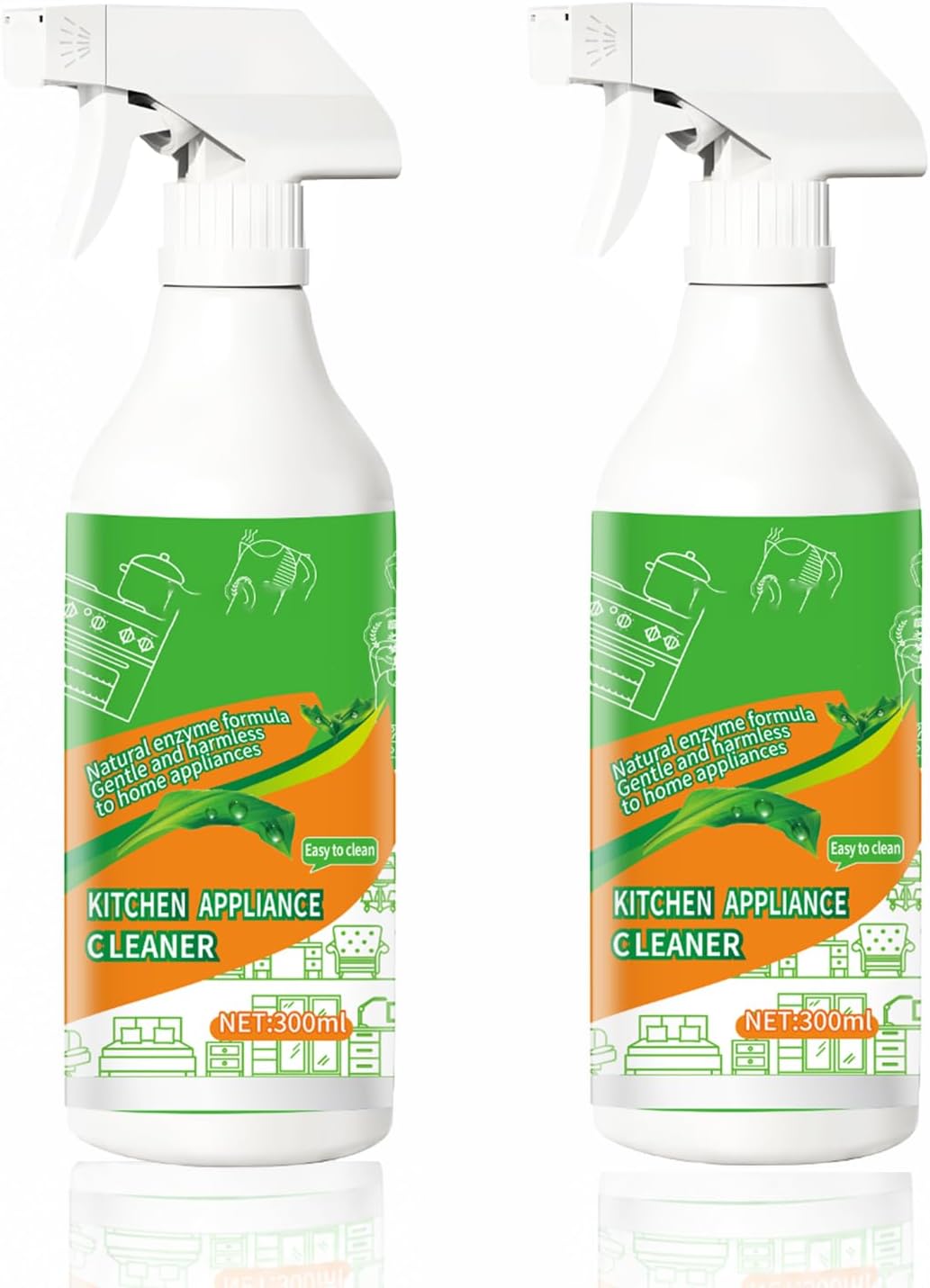 10.56oz Fly Natural Cleanse Formula to Household Appliances, Kitchen Cleaner Spray, Desengrasante Para Cocina for Hold,Oven,Stove,Range Hood(2PCS)