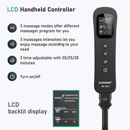 QUINEAR Leg Compression Massager, Calf Massager for Circulation and Pain Relief with 3 Modes and 3 Intensities,Compression Boots for Leg (no Heat)