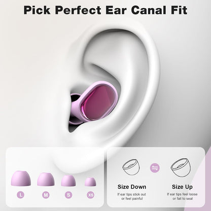 Yawsoy 40dB Noise Cancelling Ear Plugs, Reusable Silicone Ear Plugs for Noise Reduction & Hearing Protection, Comfortable Earplugs for Sleeping, Concerts, Work&Daily Use for Noise Sensitivity (Purple)