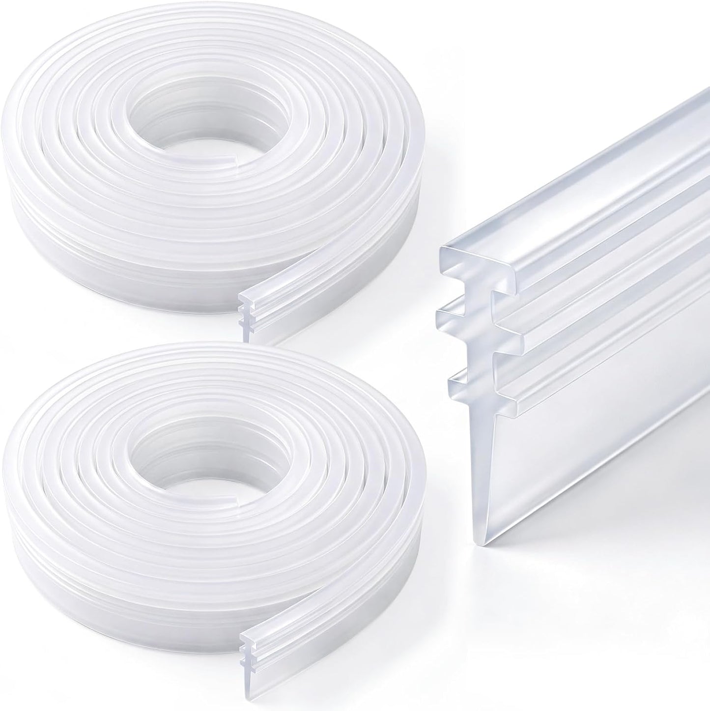 Lineshading 2 Pack Vinyl Shower Door Bottom Seal, 36-inch Shower Door Bottom Sweep Strip, Clear(3 Horizontal Bars)