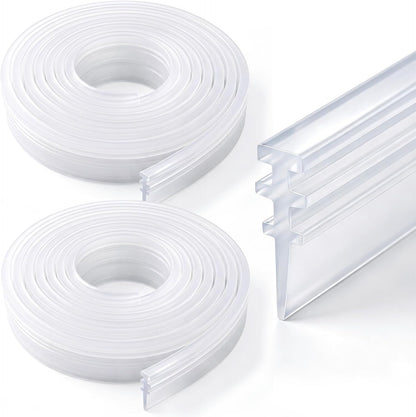 Lineshading 2 Pack Vinyl Shower Door Bottom Seal, 36-inch Shower Door Bottom Sweep Strip, Clear(3 Horizontal Bars)