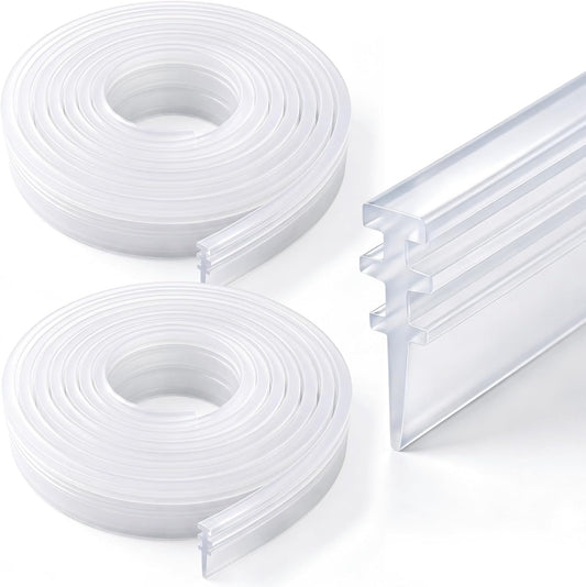 Lineshading 2 Pack Vinyl Shower Door Bottom Seal, 36-inch Shower Door Bottom Sweep Strip, Clear(3 Horizontal Bars)