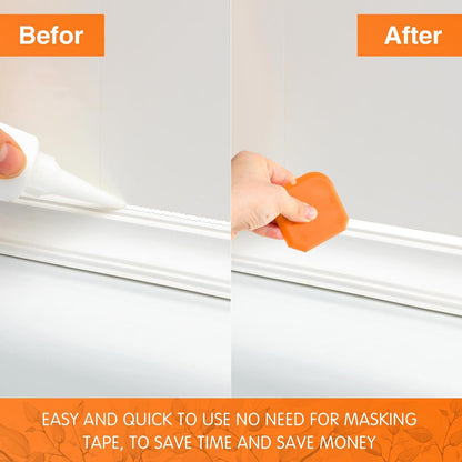 Outus 2 Pieces Caulking Tool Set Silicone Sealant Grout Tool for Kitchen Bathroom Floor Sealant Sealing(Orange)