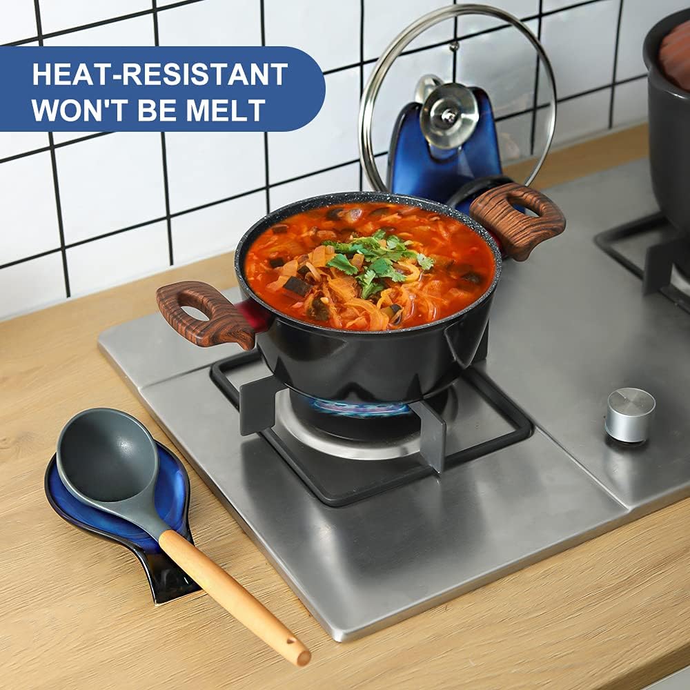 Nihow Ceramic Pot Lid Holder While Cooking for Kitchen Counter/Stove Top | Blue,Stable, Dishwasher Safe, Keep Counter Top Tidy and Clean,Water Proof,Saving Space,Heat Resistant
