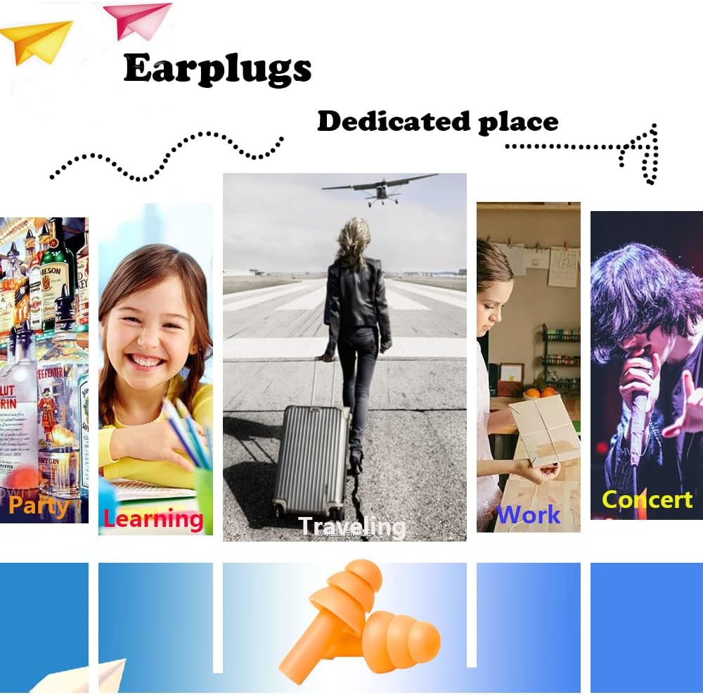 Earplugs for Sleeping Noise Cancelling, 8 Pairs Reusable Ear Plugs