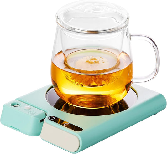 Coffee Mug Warmer with Auto Shut Off, 3 Temperature Settings with Air humidifier Water Mist Sprayer, Electric Beverage Heater with Borosilicate Glass Panel, 54-Inch Cord, Fits Mugs, Teapots (Blue)