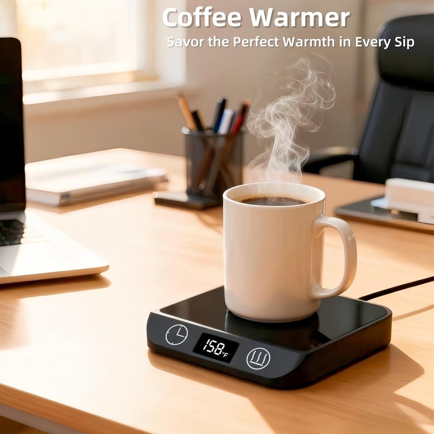 Coffee Mug Warmer & Candle Warmer 2-in-1, 46W Smart Cup Warmer for Desk | 6 Temperature Settings, 12-Hr Timer & 4-Hr Auto Shut-Off, Gift for Coffee Lovers, Home Office & Desk Warmer