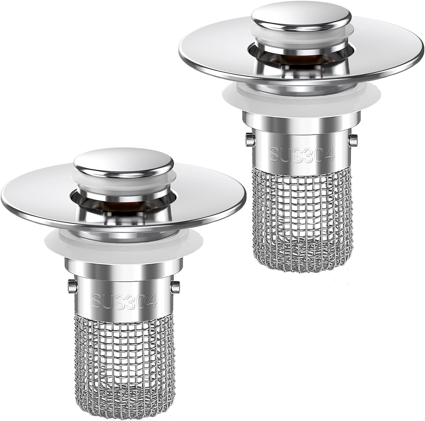 Bathroom Sink Drain Strainer, Pop-up Sink Drain Strainer with Removable Stainless Steel Strainer Basket Hair Catcher, Bathroom Sink Strainer for Bathroom Sink Stopper Replacement(1PCS)