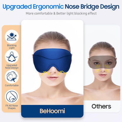 BeHoomi Sleep Mask, Premium Eye Mask for Sleeping, Total Blackout, Super Soft Comfort, Adjustable Fit, Upgraded 3D Ergonomic Designed Sleeping Mask for Home, Office, Travel, Meditation, Yoga, Pink