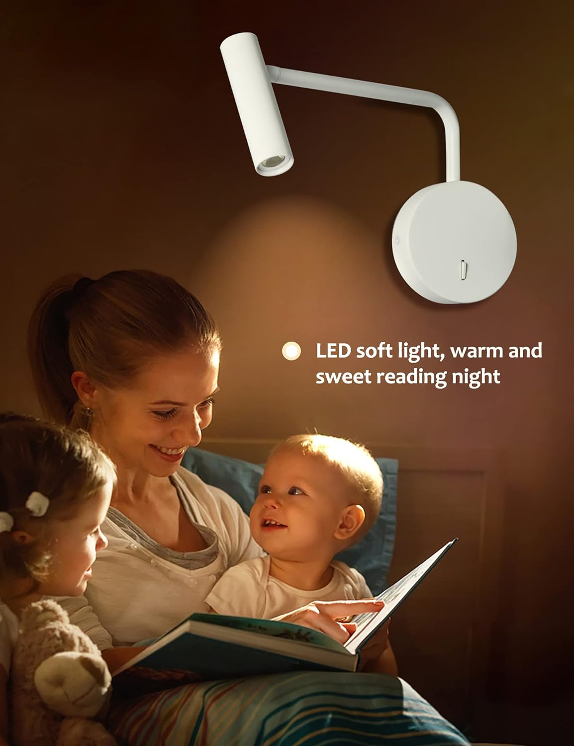 ZEROUNO Wall Mounted Reading Light for Bedroom LED Hardwired Sconce with Switch on/Off Modern 3000K Swing Arm Bedside Wall Mount Lamp (Black)