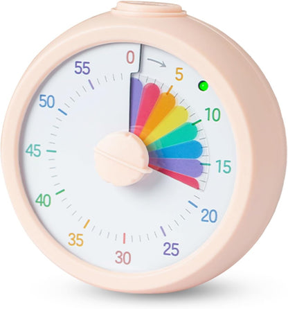 Visual Timer for Kids 60 Minute Countdown Timer Rainbow Disk Desk Timer Clock for Classroom Study Office Kitchen with Silent Operation (Purple)