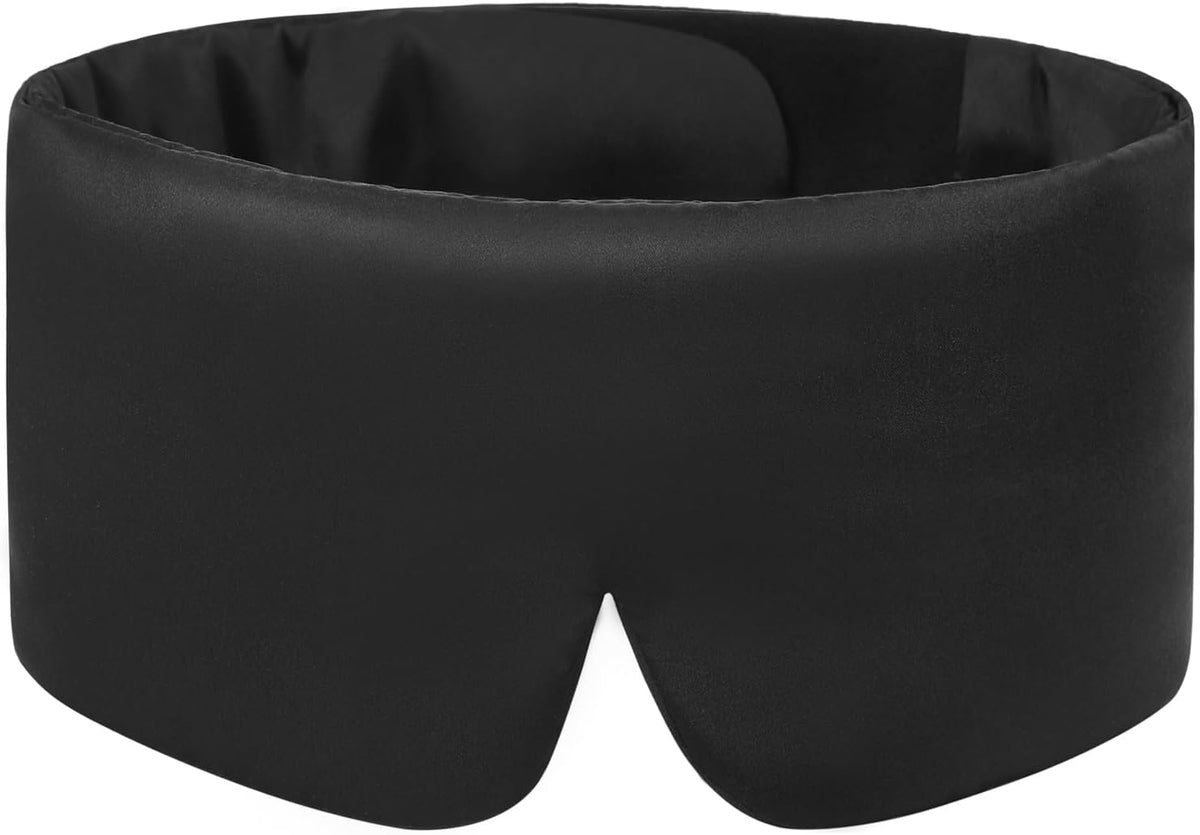 ALASKA BEAR Wraparound Style Organic Cotton Eye Mask with Padded Nose, Big Wide Headband and Large Coverage Ear Muff Sleeping Mask with Bottom Flap for Full Blackout, Dark Grey
