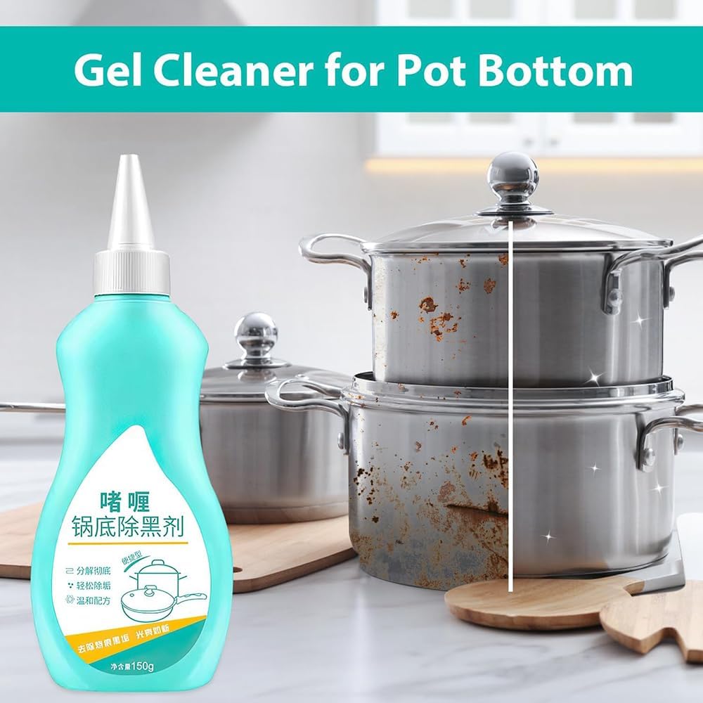 Magic Gel Cleaner for Pots and Pans - 150g Stainless Steel and Black Pot Bottom Cleaning Gel - Professional Grade Cookware Cleaner for Stubborn Stains and Burnt Residue Removal (1Pc)