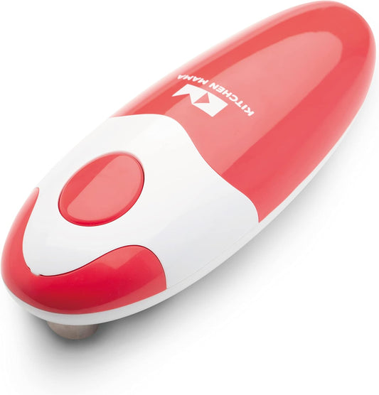 Kitchen Mama Auto Electric Can Opener, Red | Automatic, Hands Free, Smooth Edge, Food-Safe, Battery Operated