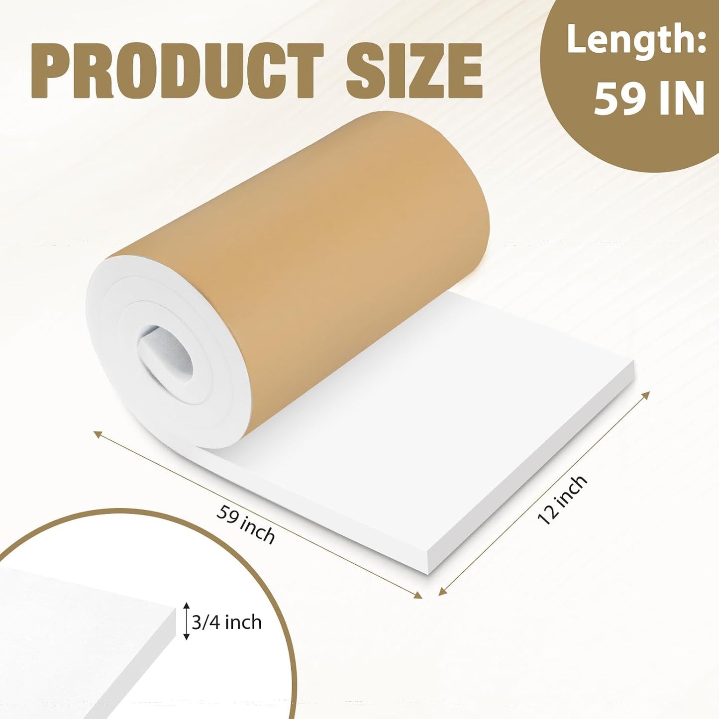 LSGCQ Sponge Neoprene Foam Padding Self Adhesive Foam Sheets, White | Closed Cell Foam Sheet Neoprene Rubber Pad for DIY Gaskets Shock Pads Liner Crafts, 12" Wide x 1/8" Thick x 59" Long