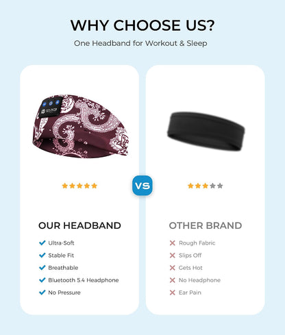 LOVE EYE Wireless Bluetooth 5.4 Sleep Headband Headphones for Side Sleeper
