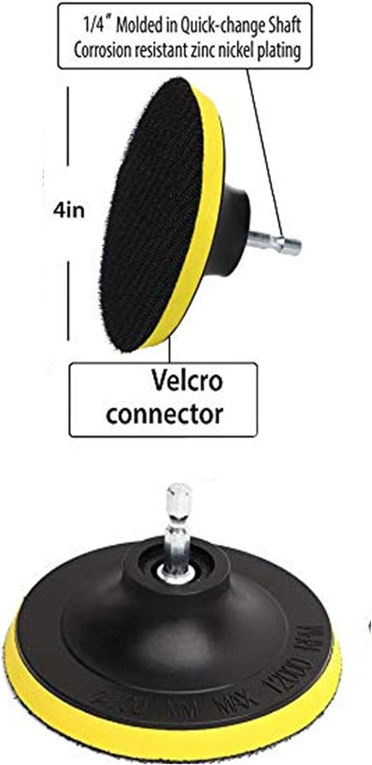 DUOSHIDA 4 Inch Drill Powered Brush Tile Scrubber Scouring Pads Cleaning Kit, 2 Different Stiffness, 4-Inch Disc Pad Holder with 6 Scrubbing Pads, Cleans Large Flat Areas Perfectly (4-inch)