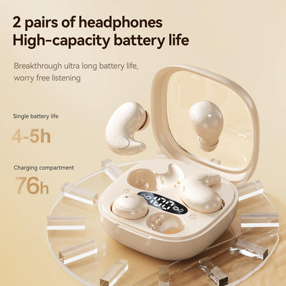 Invisible Mini Sleep Earbuds Wireless Bluetooth, 2-in-1 Dual Design for Side Sleepers, Ultra-Low Profile Soft Ear Tips for Small Ears, Noise Blocking Sleep Headphones with Portable Charging Case