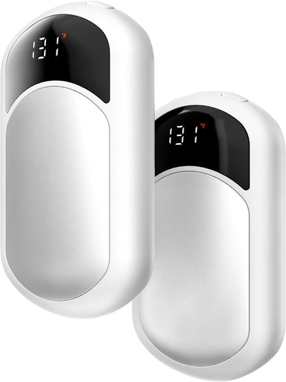 Electric Hand Warmers Rechargeable, 104–131°F with Temp & Battery Display, 3 Heat Levels, Fast Heating, Smart Temp Control, Pocket-Size, Fits in Gloves, Gifts for Women & Men