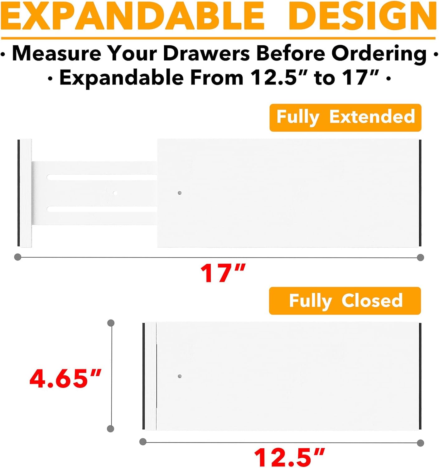 SpaceAid Bamboo 4 Pack Dresser Drawer Dividers, 4.65“ High Adjustable 12.5“-17” Drawer Organizers, Expandable Organization for Clothing, Clothes, Dressers, Black