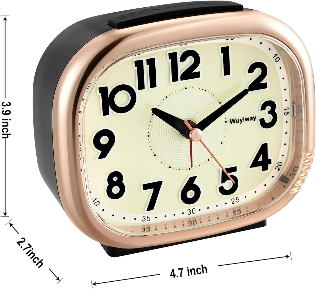 Vintage Retro Analog Alarm Clock, Battery Operated, Readable for Seniors，Silent No Ticking, Glow in Dark Dial, Lighted on Demand and Snooze, Blue, 4.7" x 3.9" x 2.7"