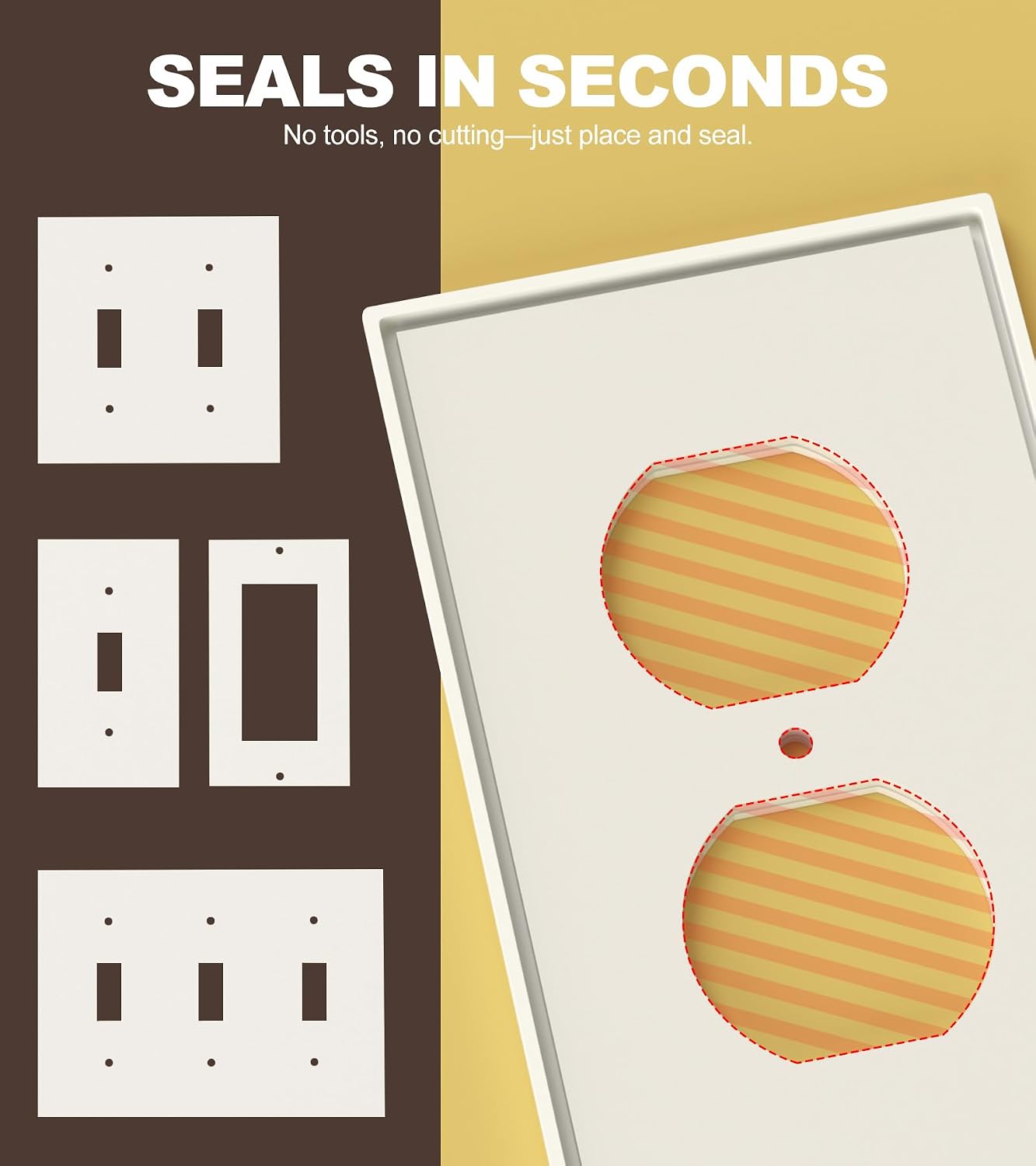 Outlet Insulation Foam Gaskets | 50 Pack Draft Sealers for Outlets & Switches | Fits Duplex, Toggle & Rocker Wall Plates | Ideal for Homes, Offices & Commercial Spaces