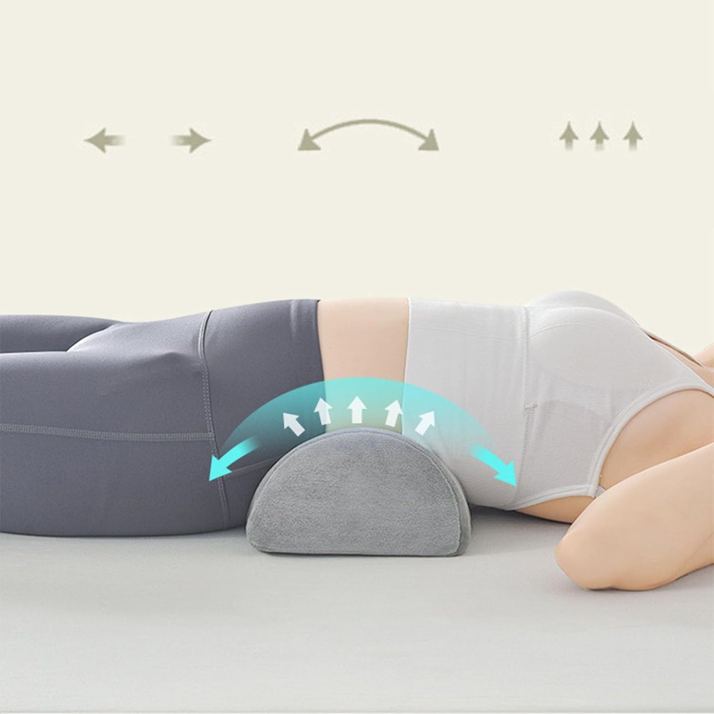 Half Moon Waist Pillow: Memory Foam Lumbar Support Cushion for Back, Legs and Knees, Comfortable Bolster Pillow for Back Sleeping