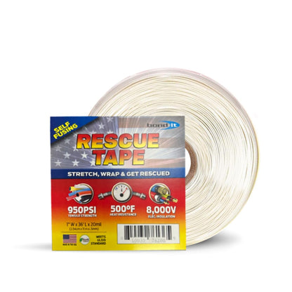 Bond It Rescue Tape, Self-Fusing Silicone for Emergency Plumbing, Pipe & Hose Repair, Electrical Insulation, Waterproof, 950PSI, Made in USA, 1" x 12', Clear