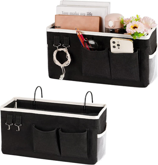 Bedside Caddy Bedside Storage Bag for Headboards/Bunk Bed | Hanging Bed Caddy with Hooks fits Bunk bed Hospital Beds Dorm Bed Rails, Essentials for Phones, Books, Remotes, Water Bottles