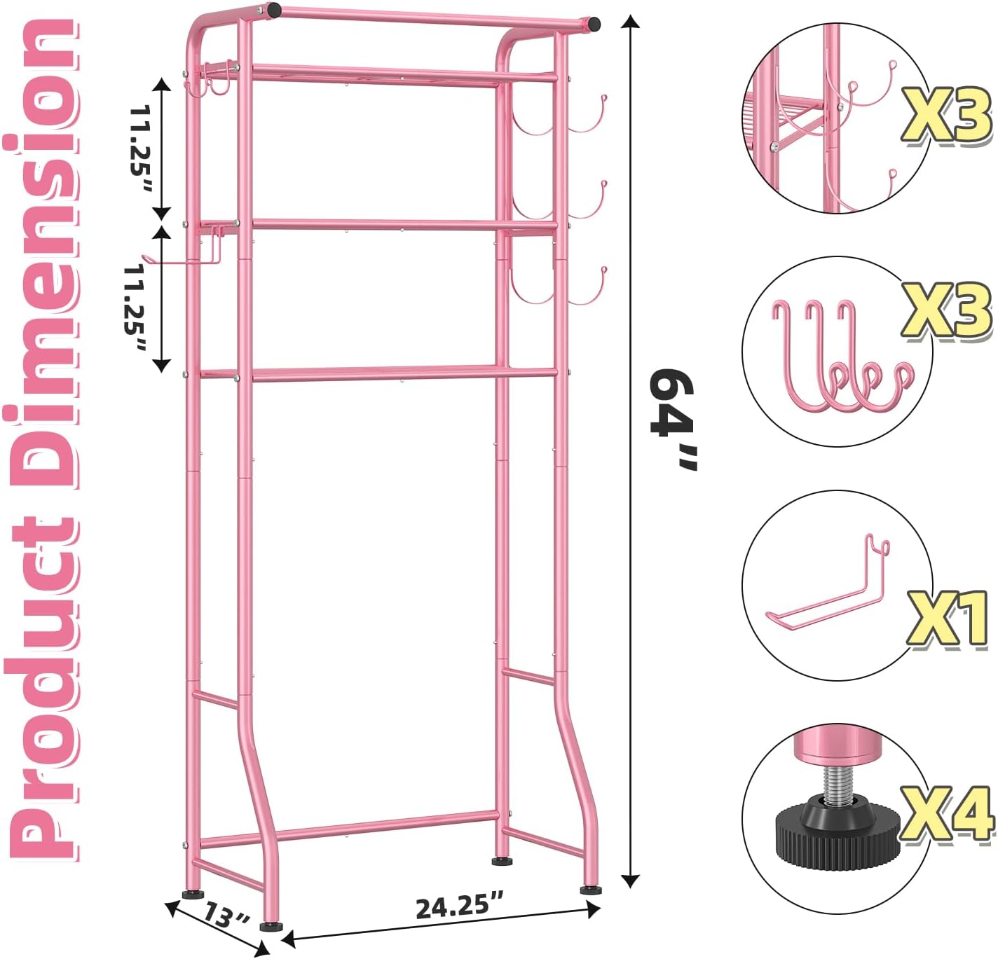 Simple Trending Over The Toilet Storage Cabinet, Metal Bathroom Shelf Organizer with Paper Holder and Hooks, 3 Tier, Black