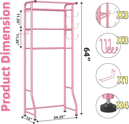 Simple Trending Over The Toilet Storage Cabinet, Metal Bathroom Shelf Organizer with Paper Holder and Hooks, 3 Tier, Black