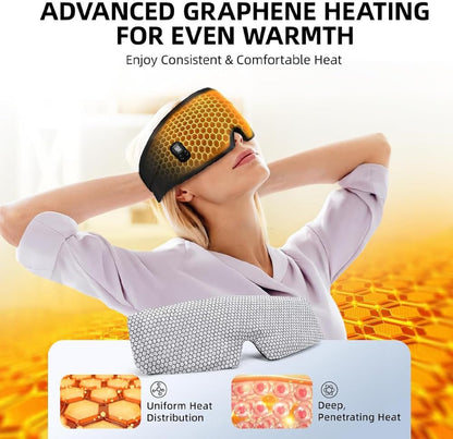 HomeBeyond Heated Eye Mask, Cordless Rechargeable 4 Heat Levels 4-Level Timing Washable Cover, Sleep Masks for Eye Relief, Improved Sleep