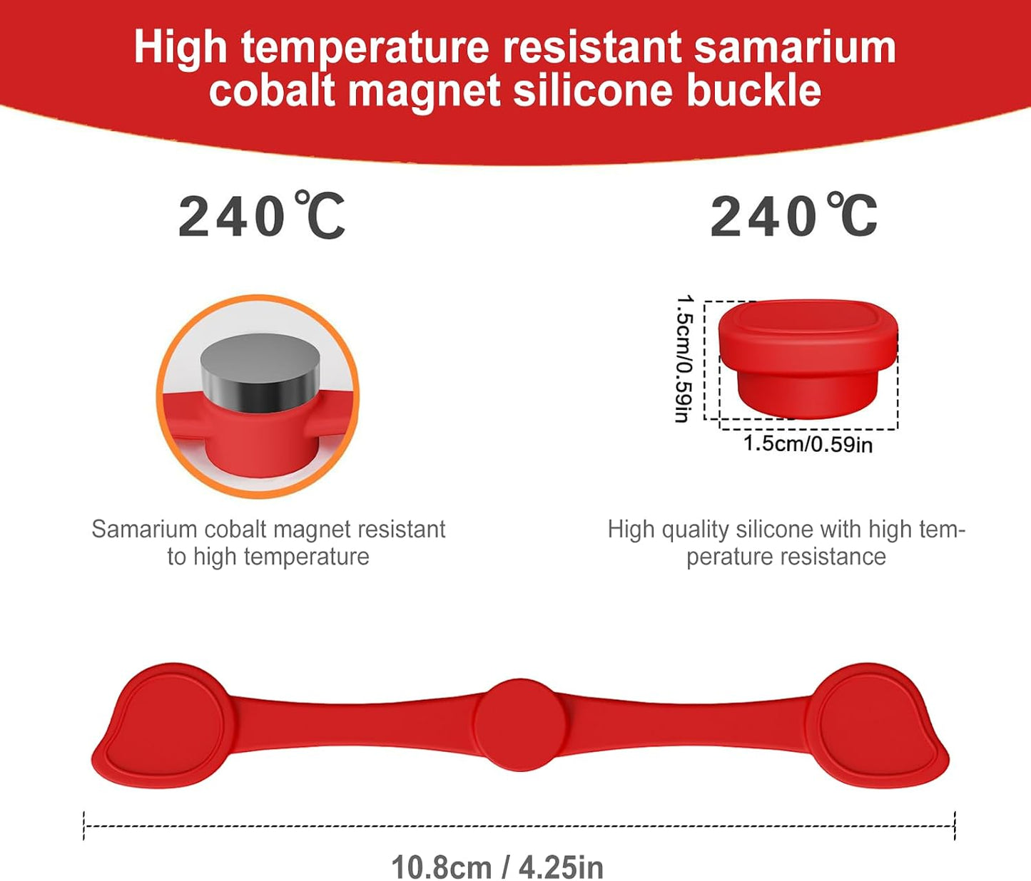 Air Fryer Magnets Silicone Buckle for Parchment Paper Liners, High-Temp Resistant Air Fryer Accessories, Safely Lock Paper from Heating Element or Covering Food, Prevent Burning (Red)