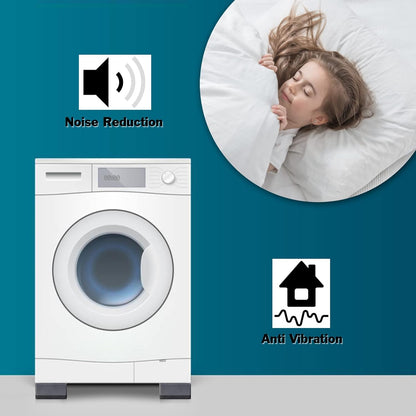 HUAKENER Anti Vibration Pad for Washing Machine, Washer and Dryer Pedestals | A set of 4 High Hard Wearing Square Rubber Foot Pads, Noise Cancelling and Shock Support Protects Pedestals