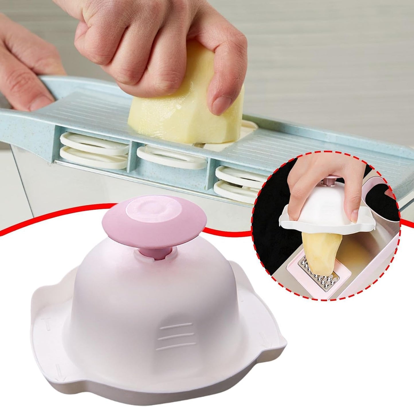 Grater Finger Guard Finger Protector Kitchen Helper Mandoline Accessory Anti-Slip Technology Made of PP for Kitchen Vegetable at Ho, Pink