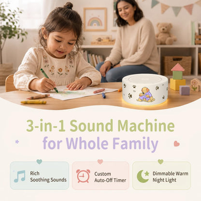 Kipcush White Noise Machine for Baby & Adults, 30 Soothing Sounds, Sleep Sound Machine with 8 Color Night Light, Memory Function, White Noise for Sleeping, Nursery, Office, Travel & Relaxation