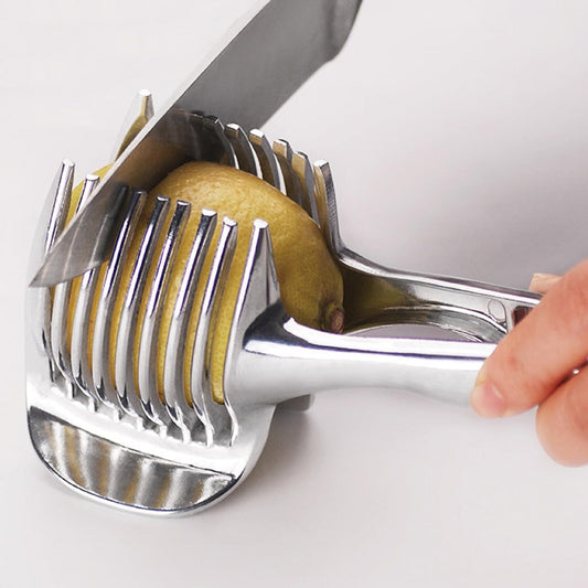 Choxila Lemons Holder for Slicing –Aluminum alloy Tomato Slicer Tool for Home Use, Multi-Purpose Vegetable Holder for Onion，Potatoes, Tomatoes & Slicing