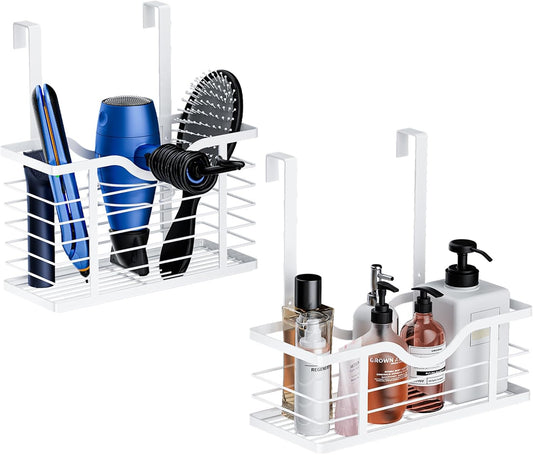 Hair Dryer Holder, 2PC Hair Tool Organizer, Blow Dryer Holder, Adjustable Height Bathroom Cabinet Organizer Tray for Hair Dryer Straightener Wall Mounted/Cabinet Door