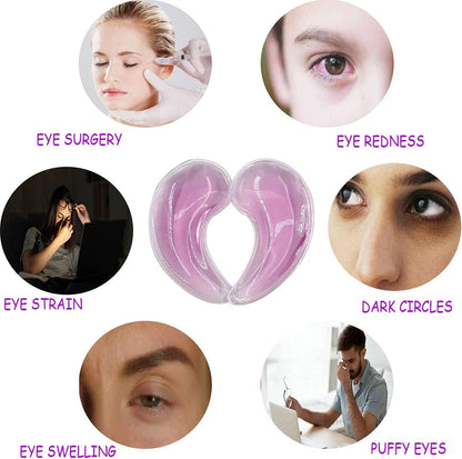 Reusable Gel Eye Ice Pack, Cooling Eye Pad, Hot ＆ Cold Treatment for Eye Strain, Eye Swelling, Eye Redness, Puffy Eyes, Dark Circles, Smooth Fine Lines, and Eye Recover Surgery. (Purple ＆)