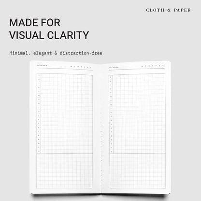 Cloth & Paper Travel Notebook | Daily Wellness Planner – Smoked Salt | Pocket Plus Wellness Planner 3.2" x 6" | Habit Tracker & Self Care Journal for Goals, Gratitude & Reflection – Soft Touch Cover