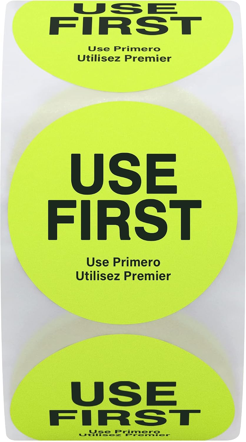500 Pcs 1.5" Use First Stickers Small Stickers Circle Label Dot Labels Fluorescent Paper, Fluorescent Green