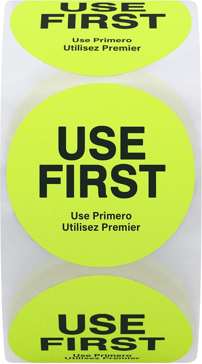 500 Pcs 1.5" Use First Stickers Small Stickers Circle Label Dot Labels Fluorescent Paper, Fluorescent Green