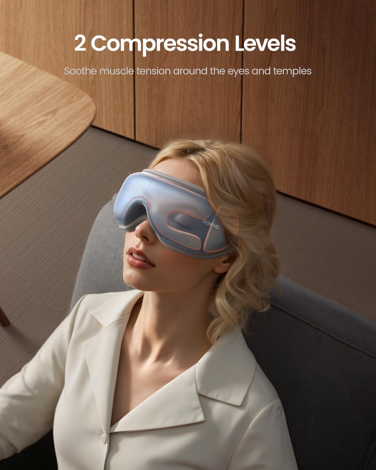 RENPHO Eyeris 1 Eye Massager with Heat, Sleep Mask with Remote Control | Vibration & Compression for Eye Strain and Head Tension, Bluetooth Music, FSA Eligible HSA, Black