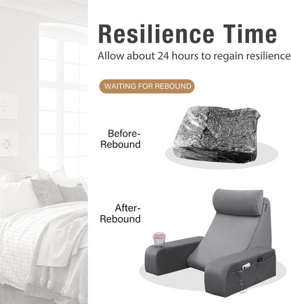 ENITYA 21" Reading Pillow for Bed with Firm Back Support & Big Pockets
