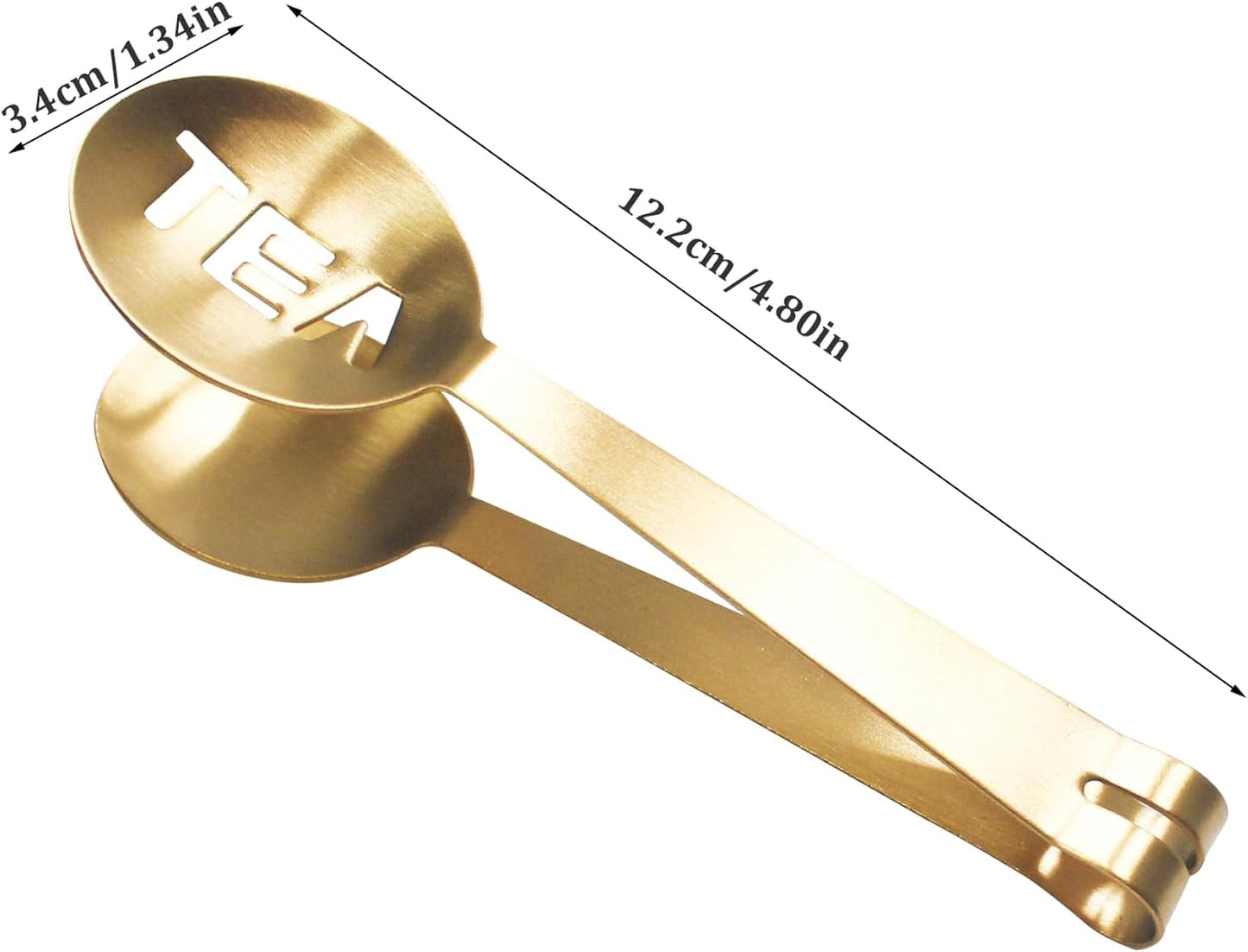 Tea Bag Squeezer, 4.8inch Stainless Steel Golden Squeezer Tongs, Teabag Squeezer, Tea Strainer Holder Clip, Tea Filter Spoon Clamp, for Loosing Leaf, Gripping Ice Cube, Sugar