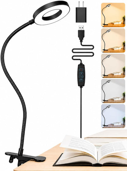 Clip on Lamp,10 RGB Colors+10 Brightness Bright Desk Lamp with Clamp Light