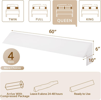 Bedluxe King Bed Wedge Pillow for Headboard, Fill The Gap (0-7")